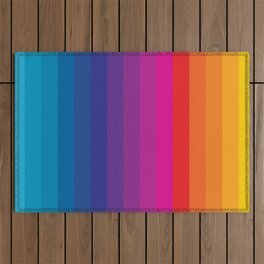  Classic 70s Vintage Style Retro Stripes - Funky Rainbow Outdoor Rug