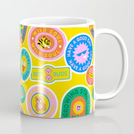 Funny retro colorful sticker label seamless pattern Mug