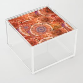 Red Impressions Circle Abstract Art by Sharon Cummings Acrylic Box