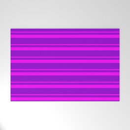 [ Thumbnail: Fuchsia and Dark Violet Colored Striped Pattern Welcome Mat ]