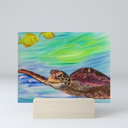 Traveling Through Sea Turtle Mini Art Print