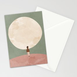 Minimal Starry Night - Moon Light 1 Stationery Card