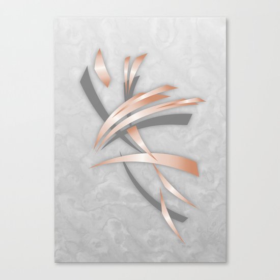 Rose Gold Gray Marble Abstract Canvas Print