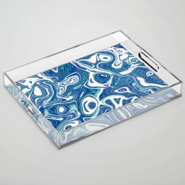 White Aqua Swirl Acrylic Tray