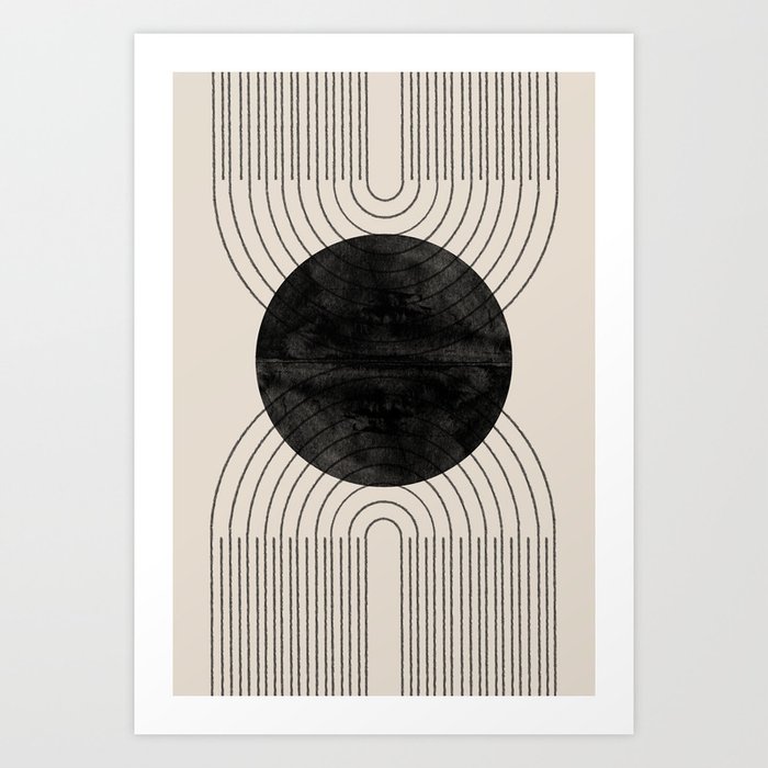 Black Geometric Arch Art Print