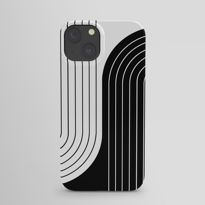 Two Tone Line Curvature VIII Black and White Modern Arch Abstract iPhone Case