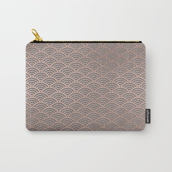 Rosegold mermaid pattern-on grey backround Carry-All Pouch