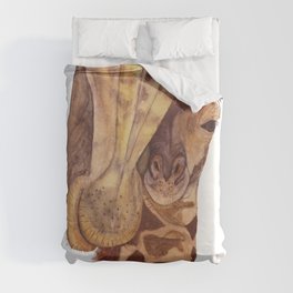 Baby giraffe and his mother Duvet Cover