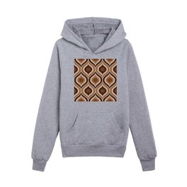 Retro mid-century ogee ovals earthy brown Kids Pullover Hoodies