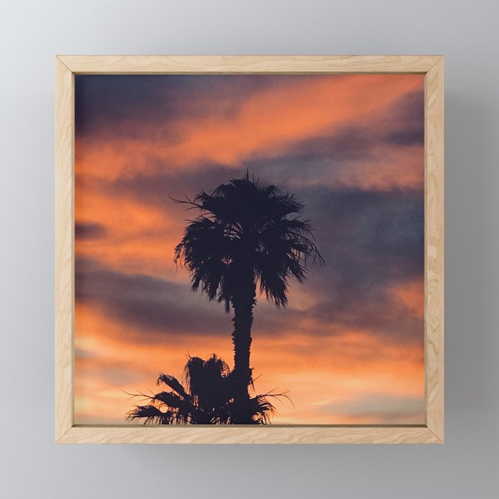 Palm Trees in Sunset on the Planet Jupiter Framed Mini Art Print