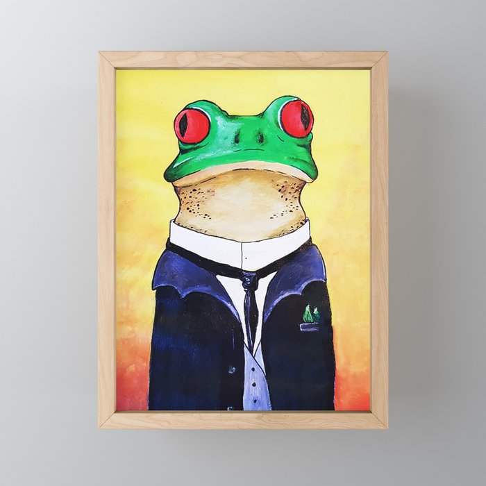 Frog in a Suit Framed Mini Art Print