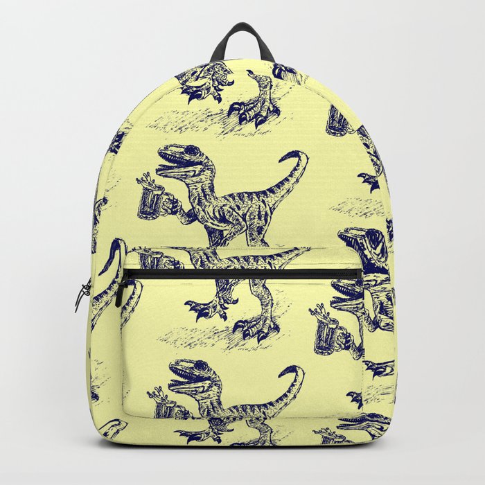 Tipsy Velociraptor with Beer Pattern Backpack