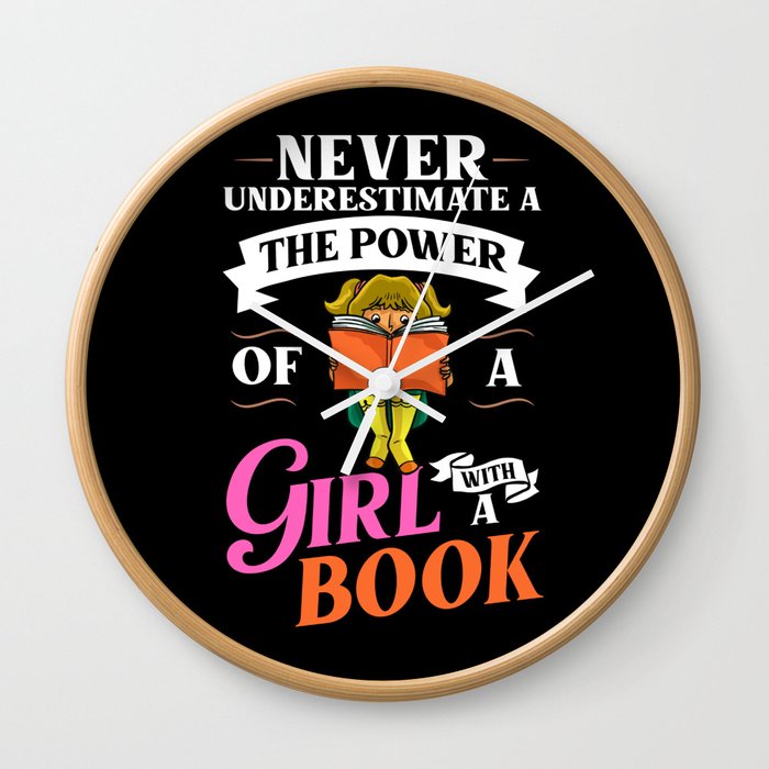 Book Girl Reading Women Bookworm Librarian Reader Wall Clock