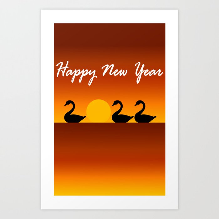 2022 Swans Formation For Happy New Year Art Print