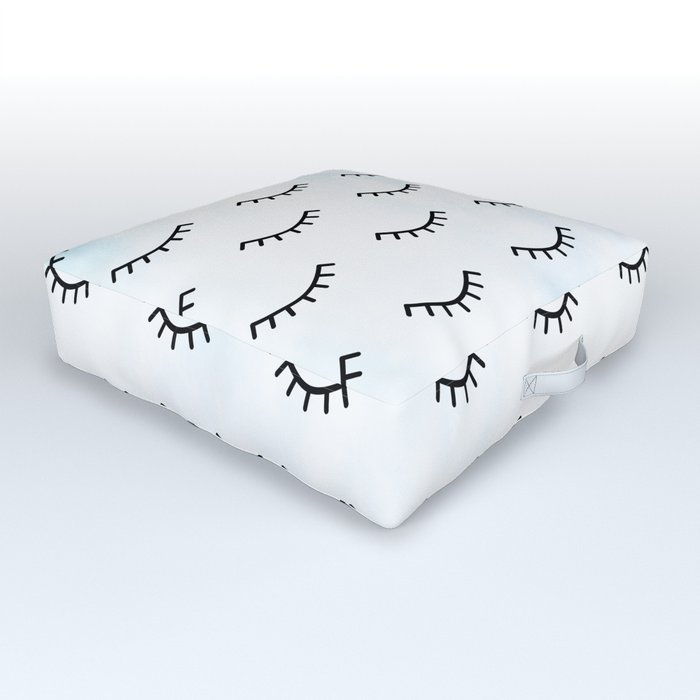 Sleeping Eyes And Eyelashes Outdoor Floor Cushion By