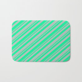 [ Thumbnail: Green & Grey Colored Lines Pattern Bath Mat ]