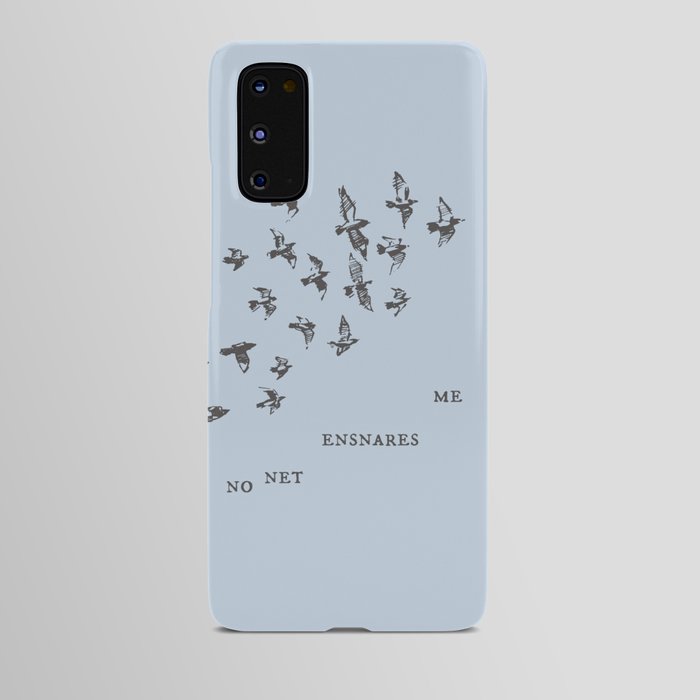 "No net ensnares me" + flock of birds - Jane Eyre quote, Charlotte Bronte (pale blue background) Android Case