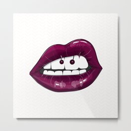 Piercing lips Metal Print | Aerosol, Digital, Painting, Female, Person, Attractive, Style, Illustration, Ink, Lips 
