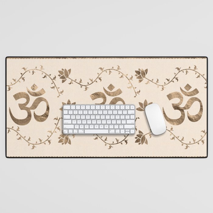 OM symbol ornament - pastel gold Desk Mat