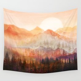 Forest Shrouded in Morning Mist Wall Tapestry