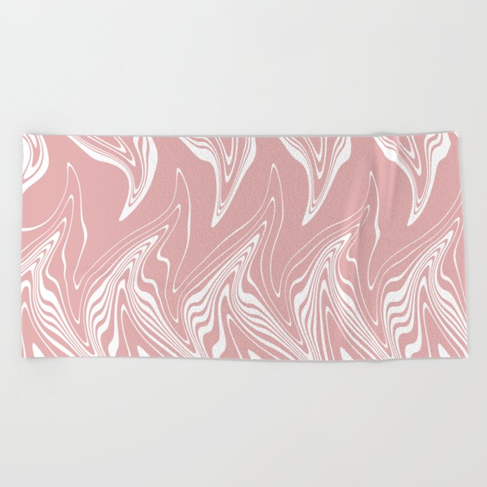 Warped - Pink and White Beach Towel