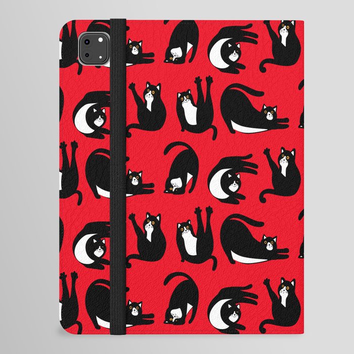 Funny Black Red Cat Fitness iPad Folio Case