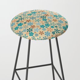 blue cream brown floral nautical eclectic daisy print ditsy florets Bar Stool