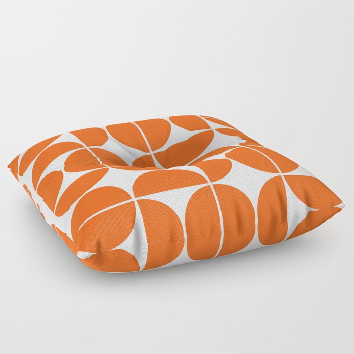 Mid Century Modern Geometric 04 Orange Floor Pillow