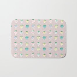 Rows of Strawberries on Pink Bath Mat | Fruit, Summer, Ink, Painting, Watercolor, Pink, Graypink, Pattern 