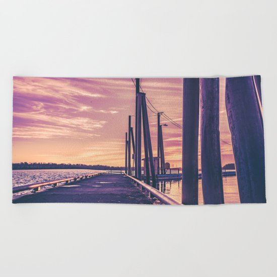 Water Sunset at the Dock Beach Towel