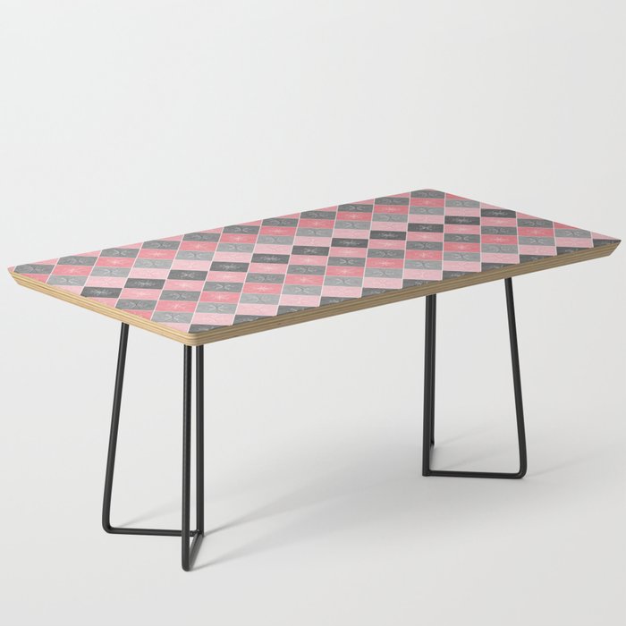 Pink Gray Atomic Age Starburst Check Coffee Table