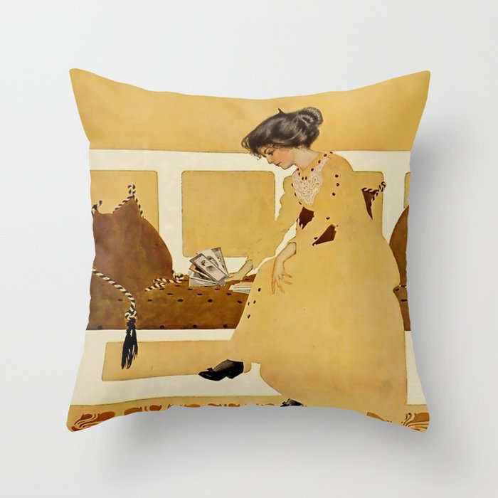 C Coles Phillips ‘Fadeaway Girl’ “Discarding From Strength” Throw Pillow