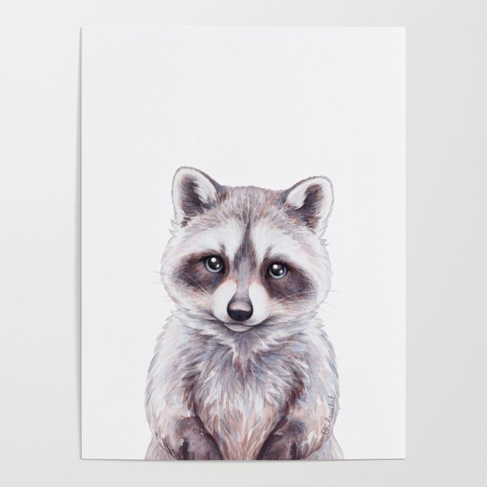 Baby Raccoon Cute Baby Animals Woodland Nursery Decor Forest