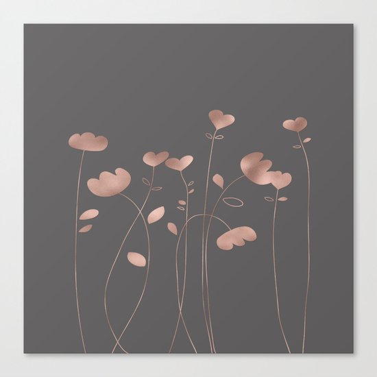Rosegold pink flowers- floral design- Flower Canvas Print