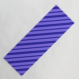 [ Thumbnail: Dark Blue & Medium Slate Blue Colored Lines/Stripes Pattern Yoga Mat ]
