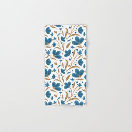 Cerulean blue and copper floral pattern Hand & Bath Towel