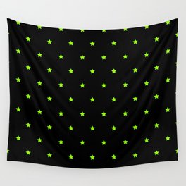 Neon Green And Black Magic Stars Collection Wall Tapestry
