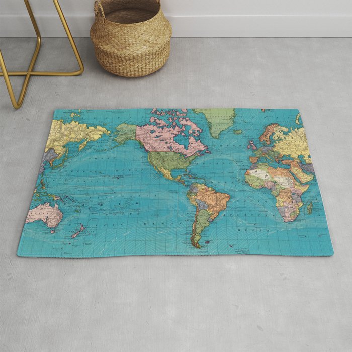 Vintage Map of The World (1897) Rug