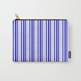[ Thumbnail: Lavender & Blue Colored Pattern of Stripes Carry-All Pouch ]