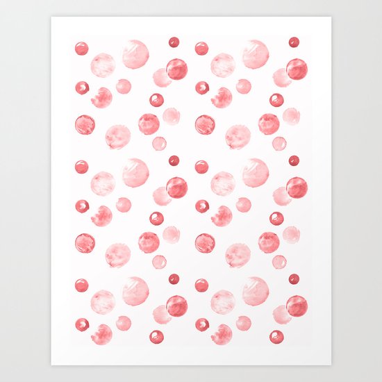 Wewak Pink Watercolors Polka Dots Art Print