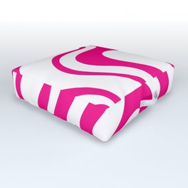 Retro Liquid Swirl Abstract Pattern in Y2K Hot Pink and White Outdoor Floor Cushion