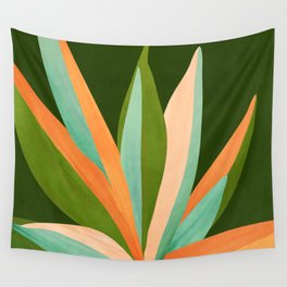 Colorful Agave Painted Cactus Illustration Wall Tapestry