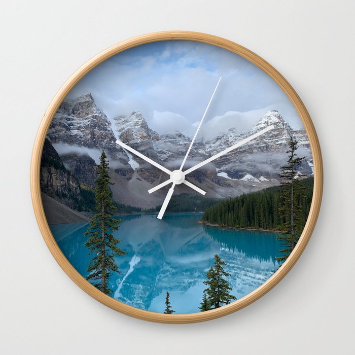 Moraine Lake Rocky Mountain Banff Canada  Wall Clock