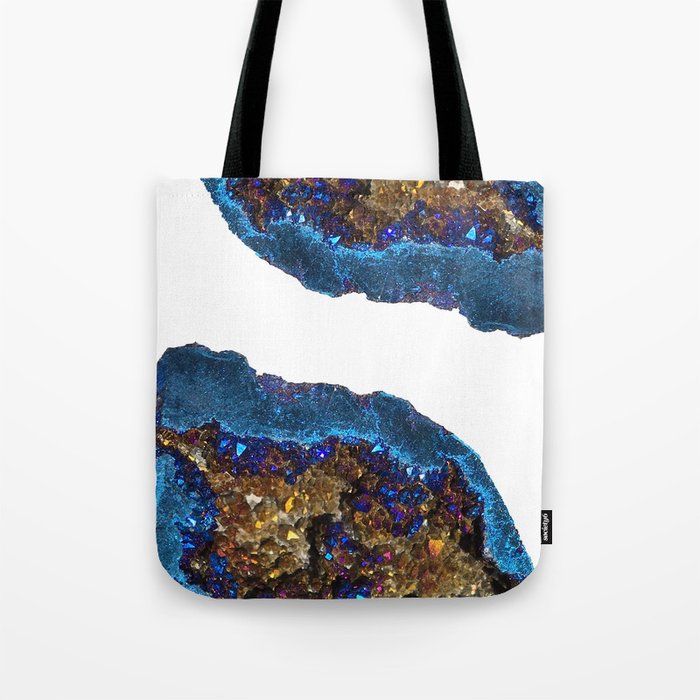 metallic blue handbag