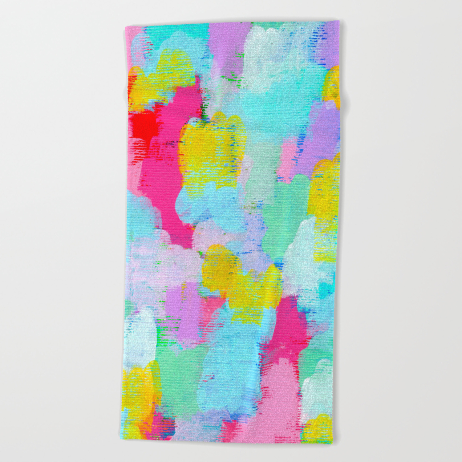 Cotton Candy Planet Abstract Modern Painting Beach Towel By
