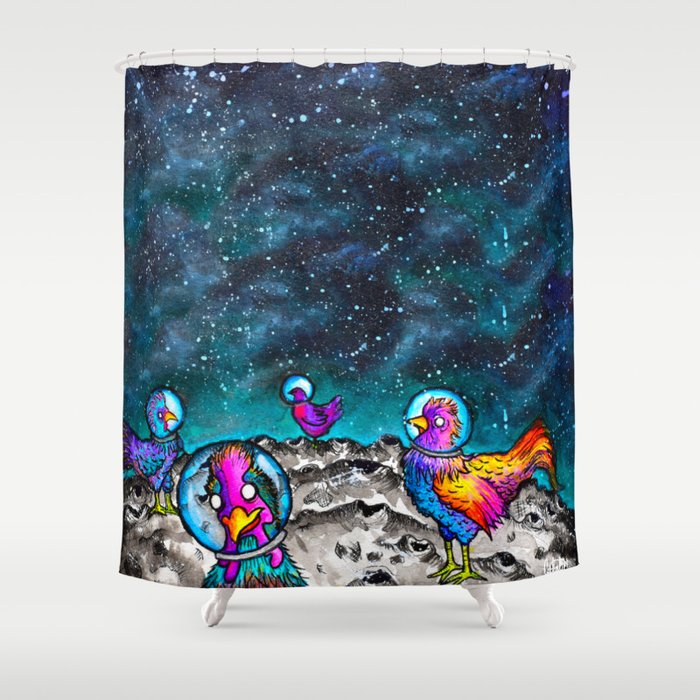 Space Chickens Shower Curtain