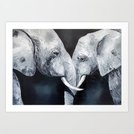 Enamored elephants Art Print