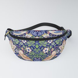 William Morris (British, 1834-1896) - Title: Strawberry Thief (Indigo Blue) - Date: 1883 - Style: Arts and Crafts movement - Genre: Floral pattern with birds - Media: Block-printed Cotton - Digitally Enhanced Version (2000 dpi) - Fanny Pack