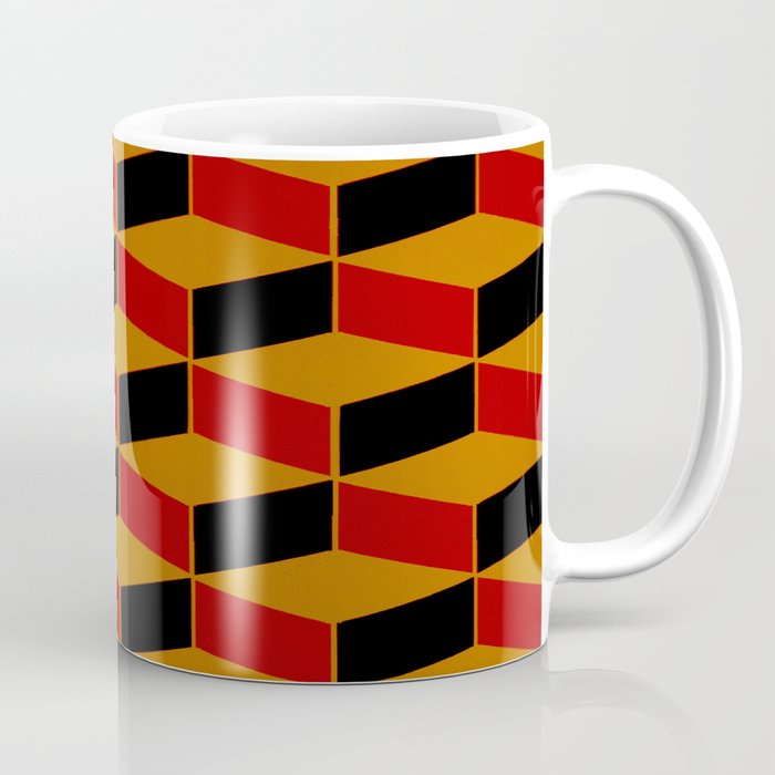 Cube wall - red & black & yellow Coffee Mug
