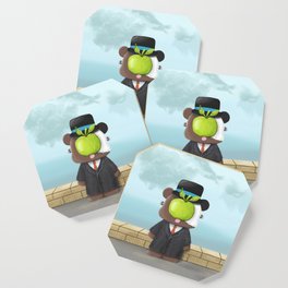 Bear in Son of Man Art Painting Parody by René Magritte Coaster